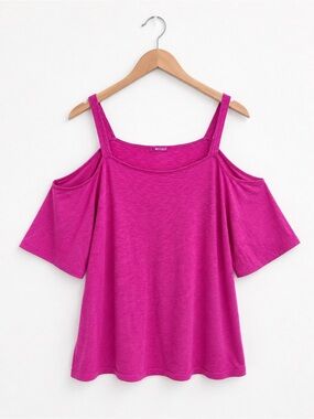 Like New LAmade Cold-Shoulder Top in Bright Magenta